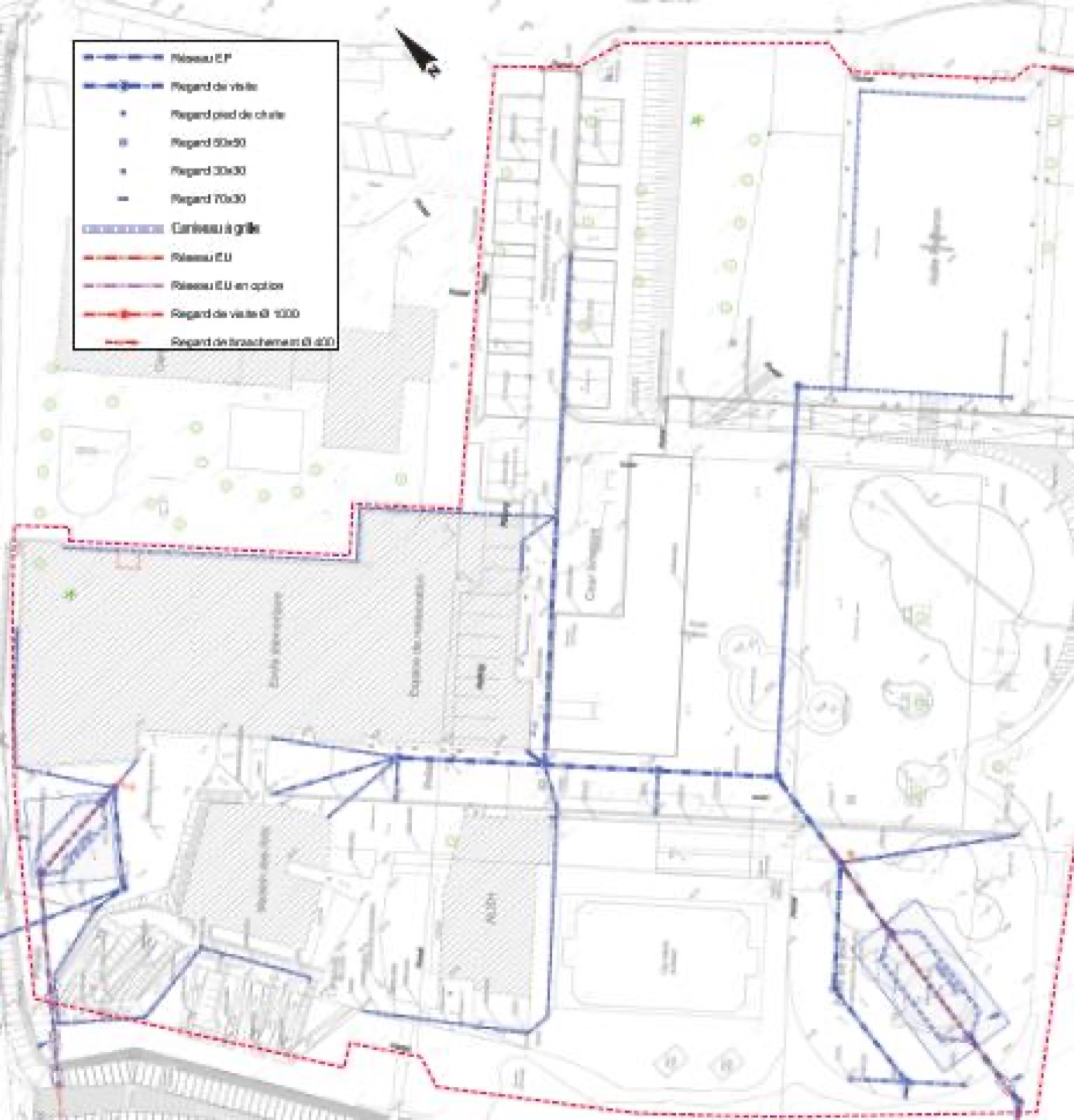 Plan de projet annoté : emprises, zonages et périmètres réglementaires